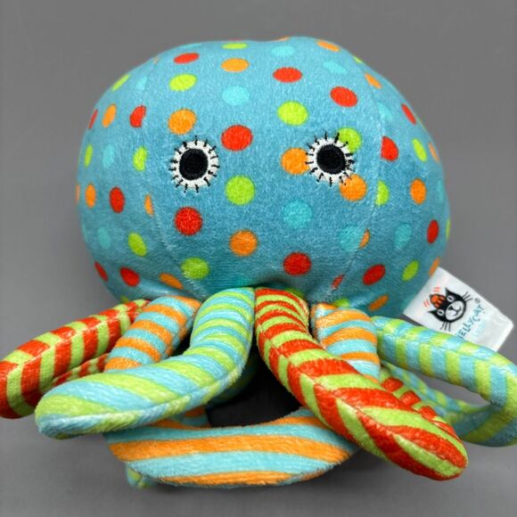 Jellycat Dotty Octopus Plush Blue Polka Dot Chime Rattle Toy Retired Soft Baby - Picture 5 of 8